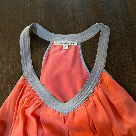 Double Zero Bright Coral Pink Chiffon Layered Dress, size L - Picture 4 of 4